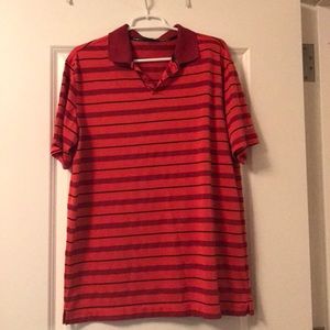 Nike Golf Shirt - Red Stripe - Large